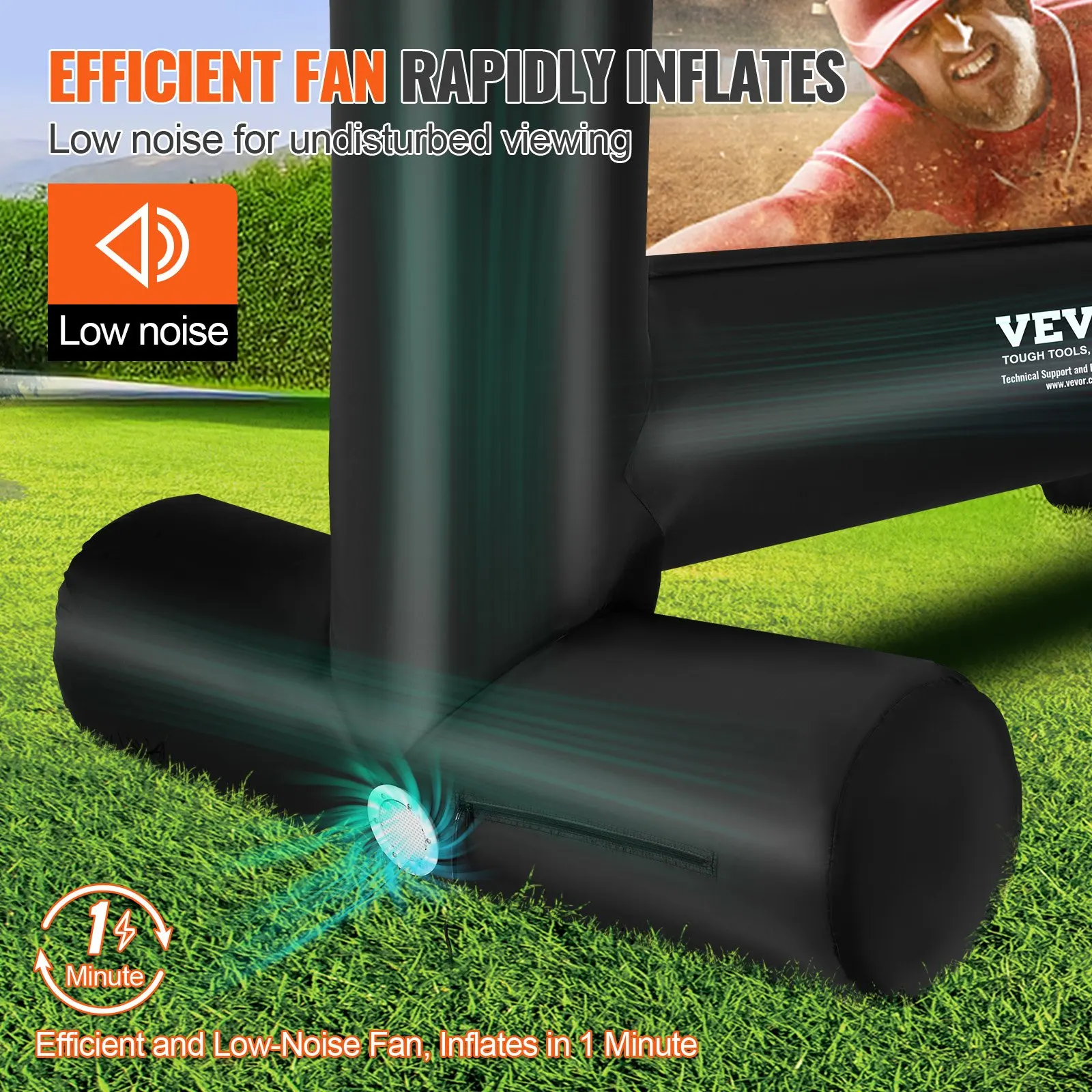 Inflatable Movie Screen, 14 FT  168inch Inflatable Projector Screen For Outside With Blower And Carrying Bag, Front Rear