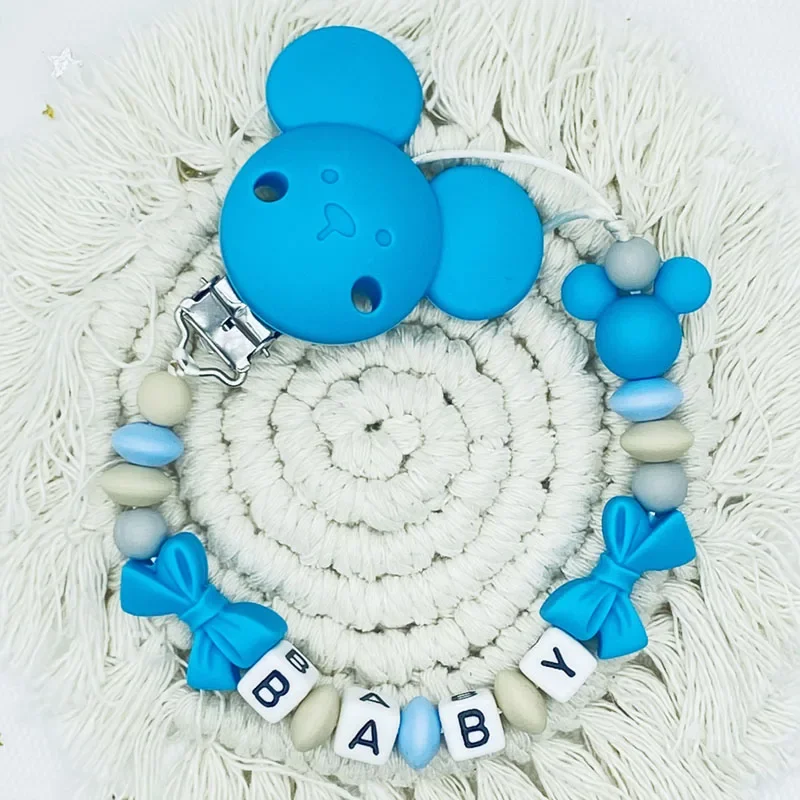Giá Rẻ Handmade Cá Tính Tên Cho Em Bé Kẹp Dây Xích Viền Silicone Miếng Dán Mọc Răng Đồ Chơi Giả Giá Đỡ Núm Vú Giả Dây Chuyền Tặng