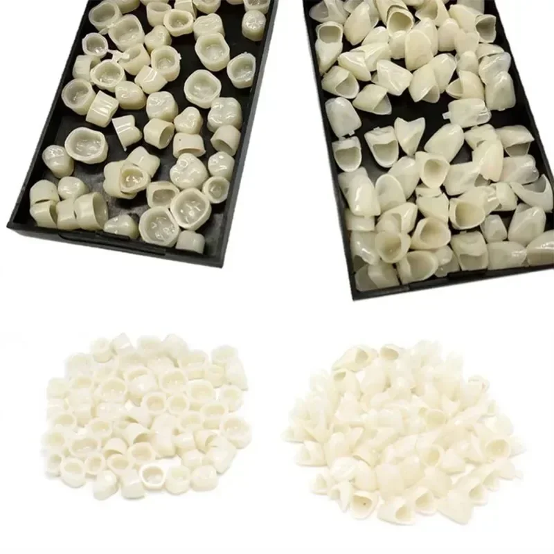 70/50pcs 치과 치아 베니어 미백 거짓 틀니 수지 임시 크라운 교체 키트 도자기 치과 재료 구강 관리
