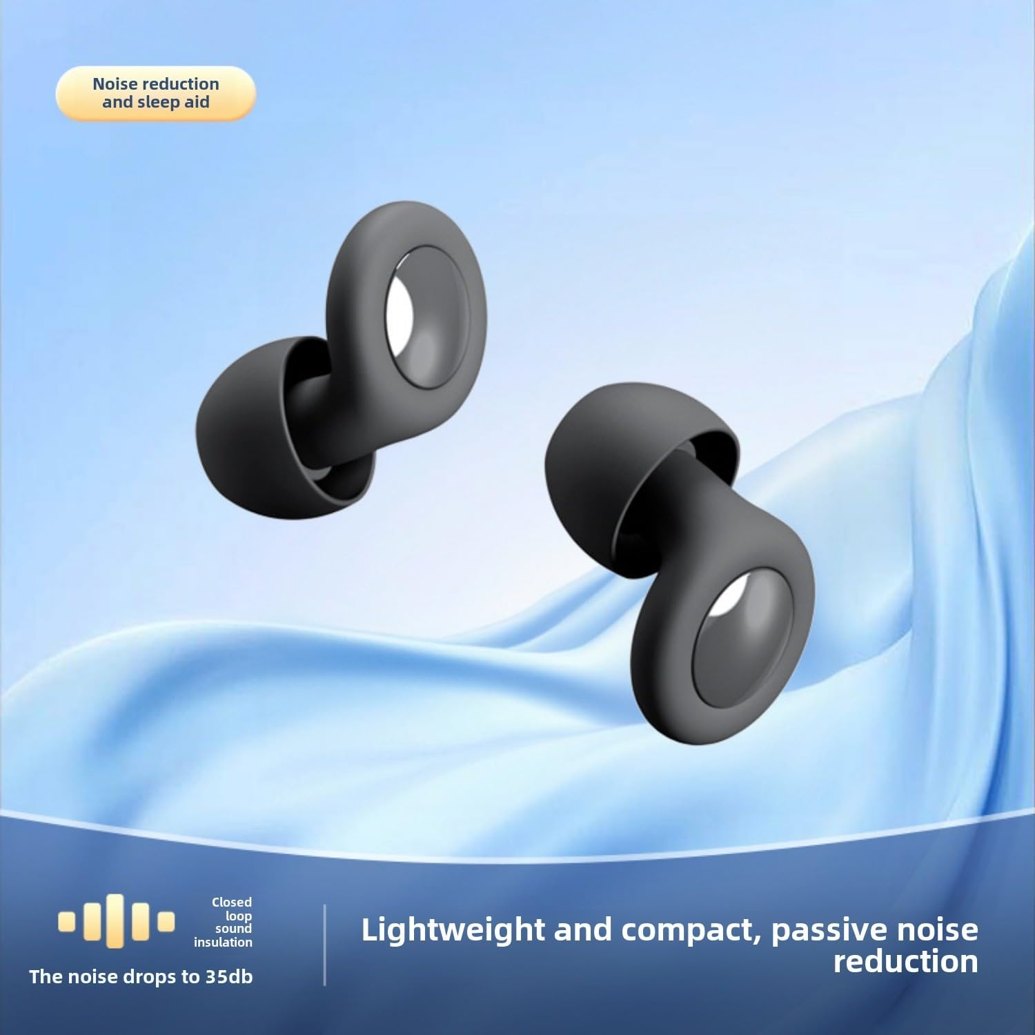 Tapones para los oídos para dormir, tapones para los oídos con cancelación de ruido de 32dB para dormir, conciertos, trabajo, avión, viajes, tapones para los oídos de silicona impermeables reutilizables