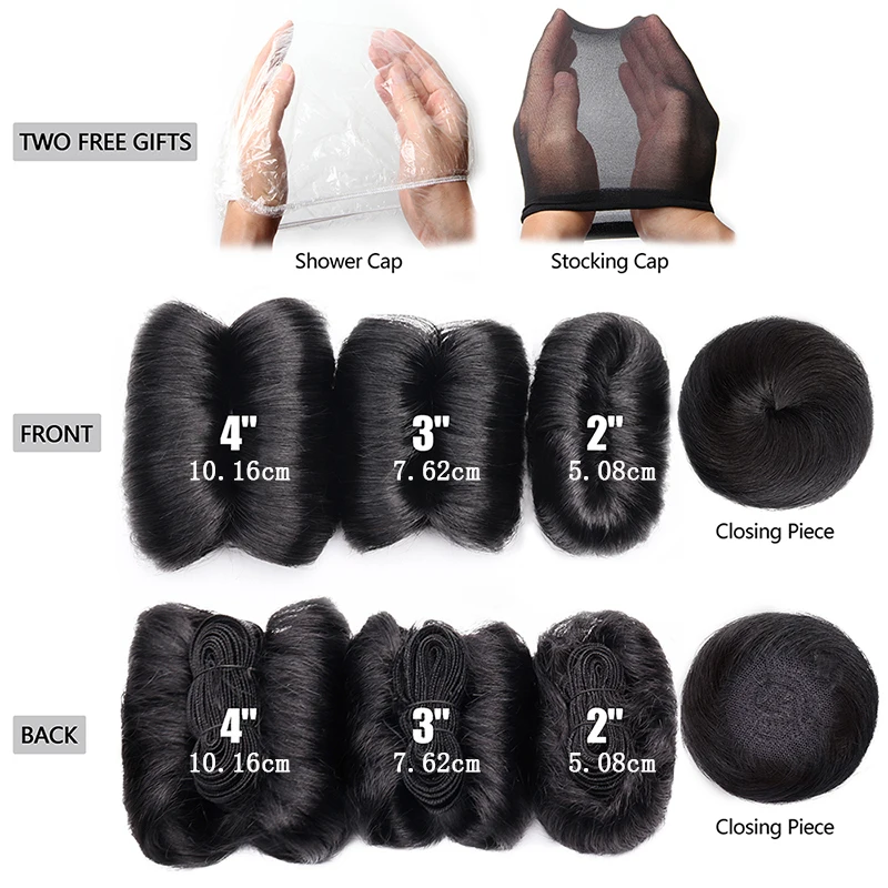 Pacotes de cabelo encaracolado tecer cabelo brasileiro pacotes com fechamento circular 28 pçs extensões de cabelo humano curto para mulher 2 3 4 Polegada
