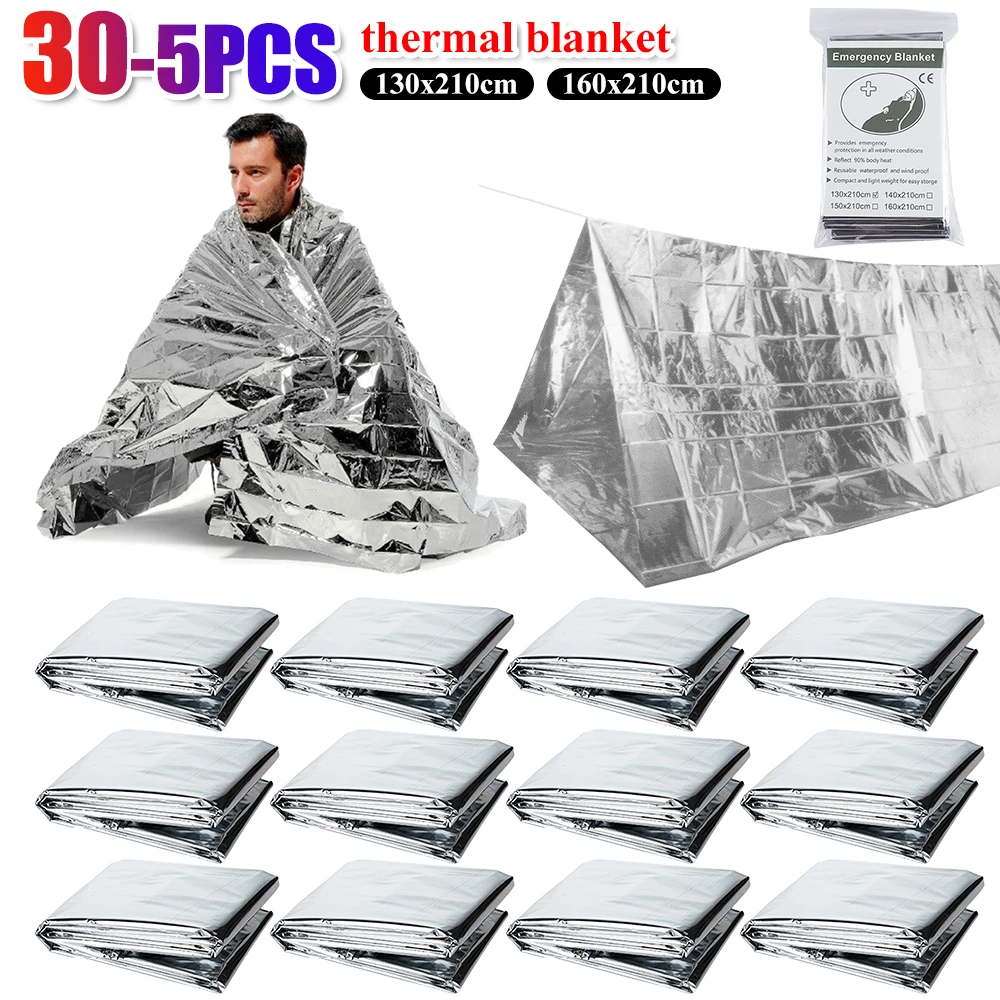 130x210cm waterdichte dekens houden je warm Nood thermische deken Behoud lichaamswarmte Zilverfolie deken voor buiten kamperen
