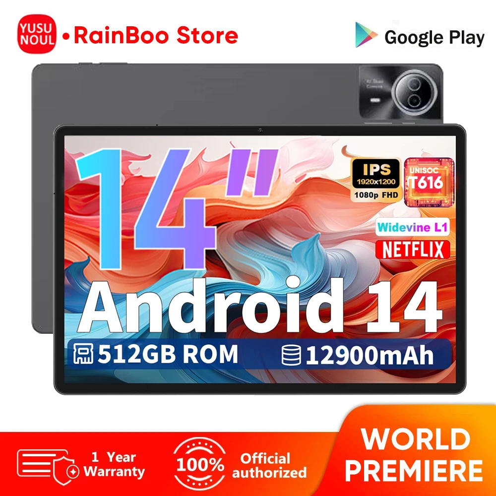 2025 alta definición Super 14 pulgadas pantalla grande tableta Pc Android14 4G llamada telefónica tableta 16GB + 512GB BT 5G WiFi GPS Google Play Pad