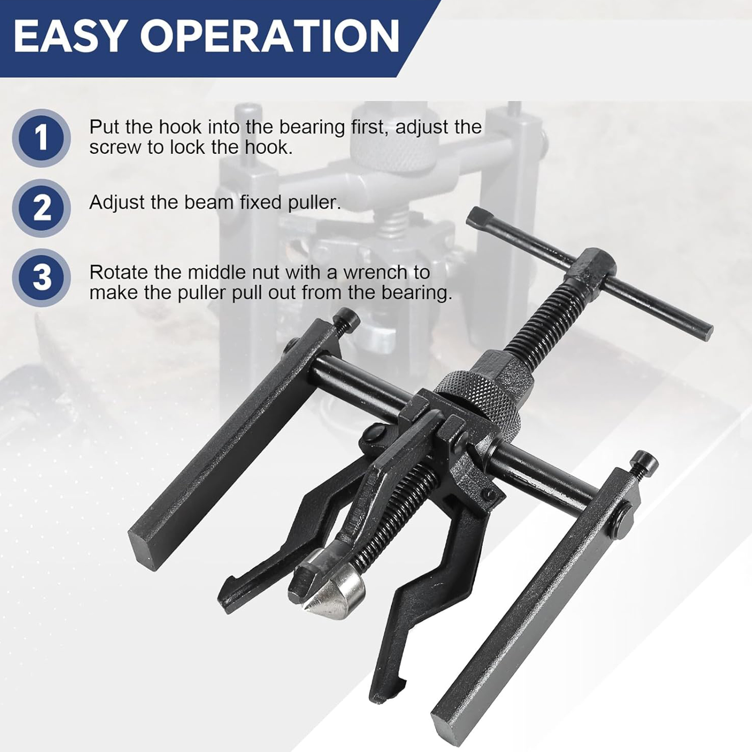 Extrator de rolamento de 3 garras, ferramenta de remoção automática, extrator de rolamento interno da roda, reparo automático, kit de ferramentas manuais, carro, motocicleta