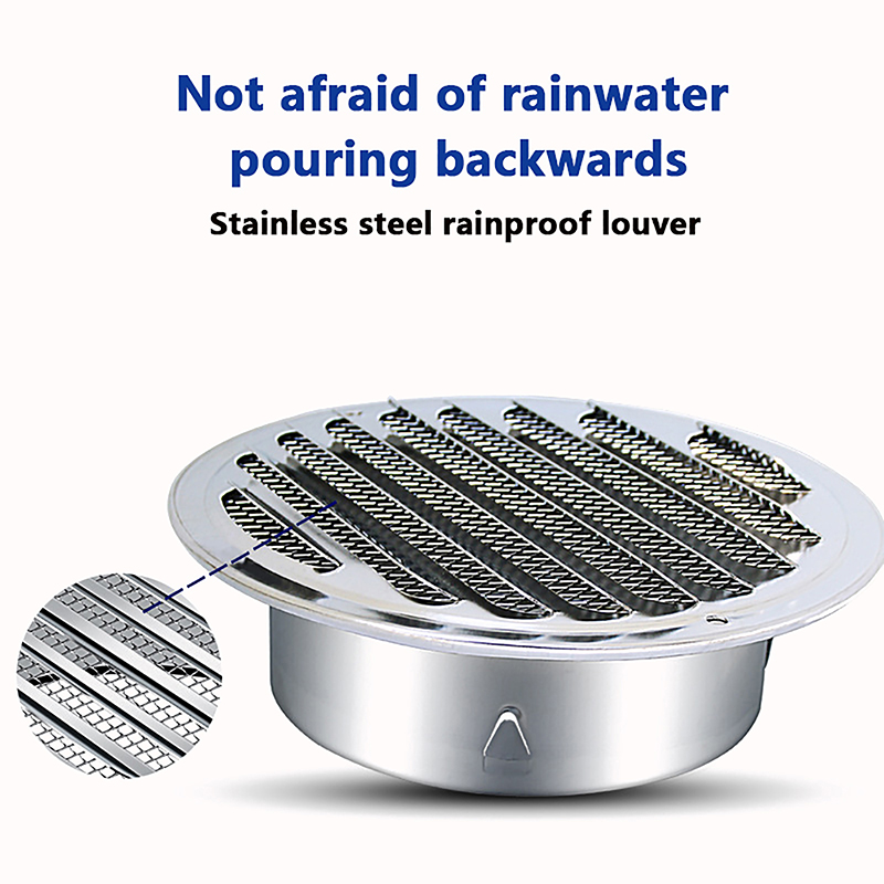 70/80/100/120MM Round Stainless Steel Air Vent Grille Insect Protection Home Exterior Wall Ducting Ventilation Tool