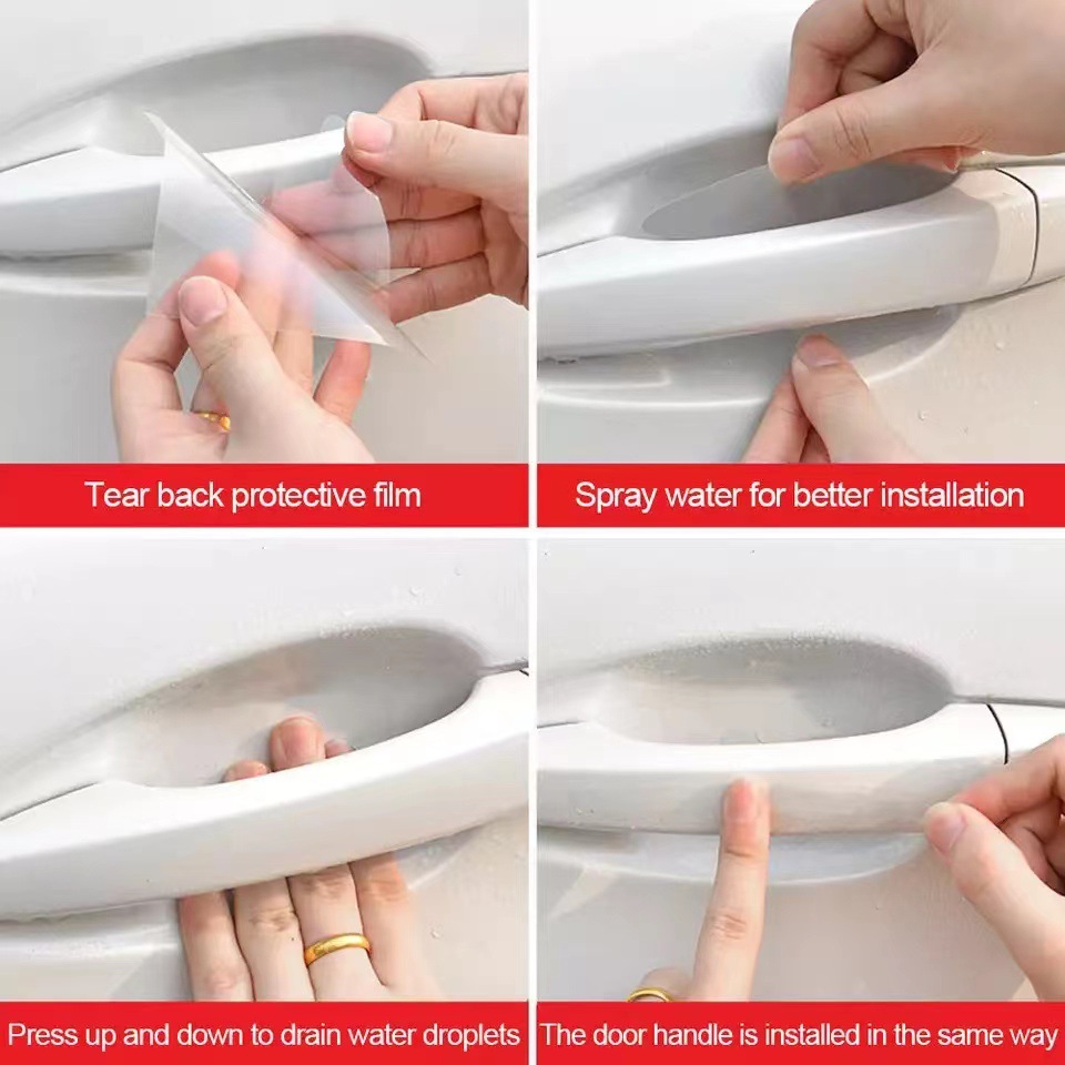Pegatina protectora Invisible para manija de puerta de coche, protección anticolisión resistente a los arañazos, tira transparente, accesorios para coche, 8 Uds.