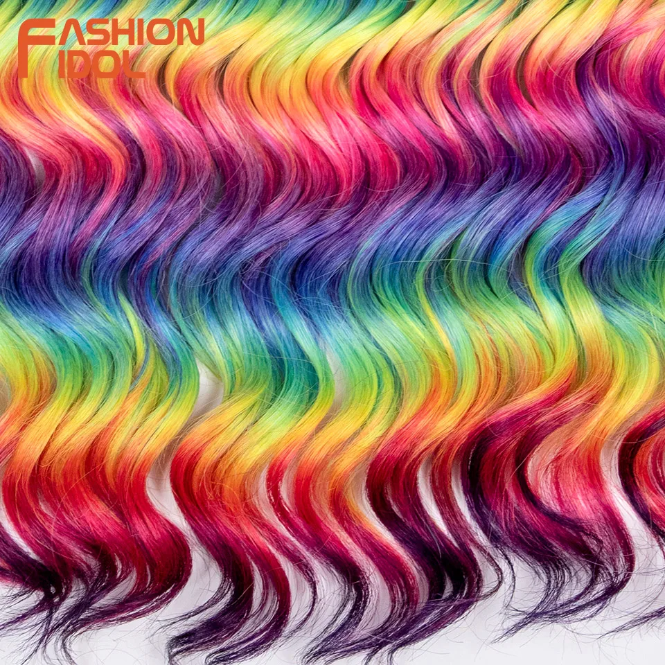 Moda ídolo 24 Polegada profundo ondulado paixão torção crochê cabelo sintético tranças de crochê arco-íris encaracolado trança extensões de cabelo