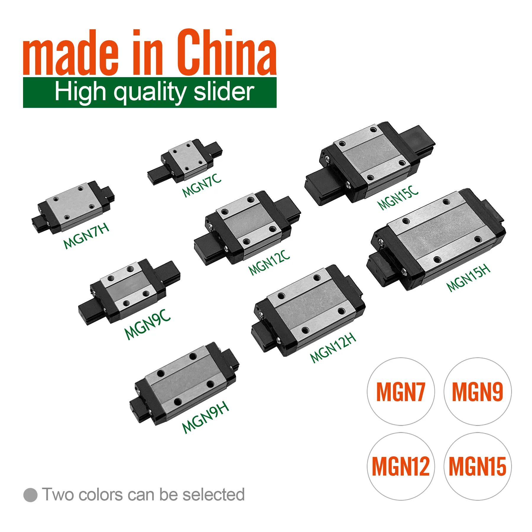 Guía lineal y 1 carro para impresora 3D, pieza de riel lineal en miniatura, MGN7C, MGN9C, MGN12H, MGN15C, MGN7H, MGN12C300/350/400mmMGN9H, 1 unidad