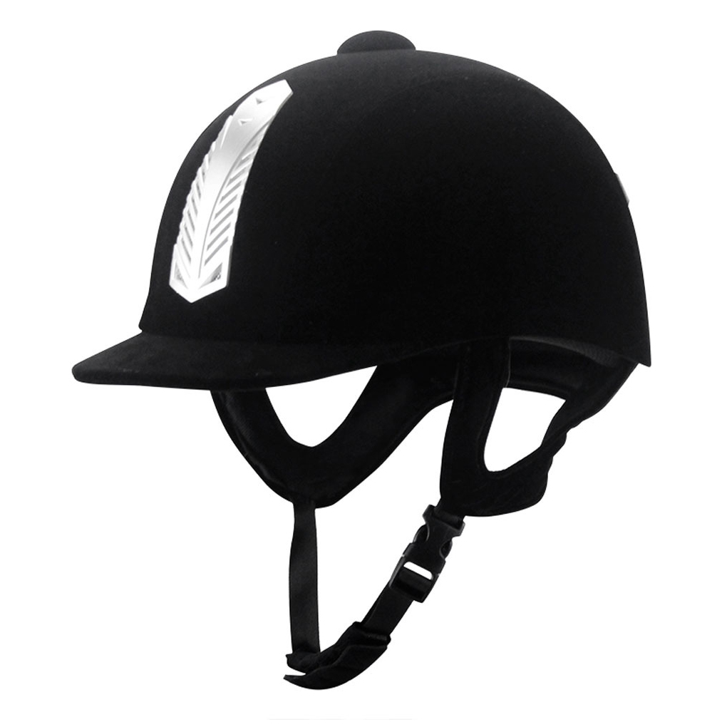 Chapéu de equitação de veludo ajustável, forro macio, proteção total, sem pressão no pescoço, capacete equestre, preto, 56cm