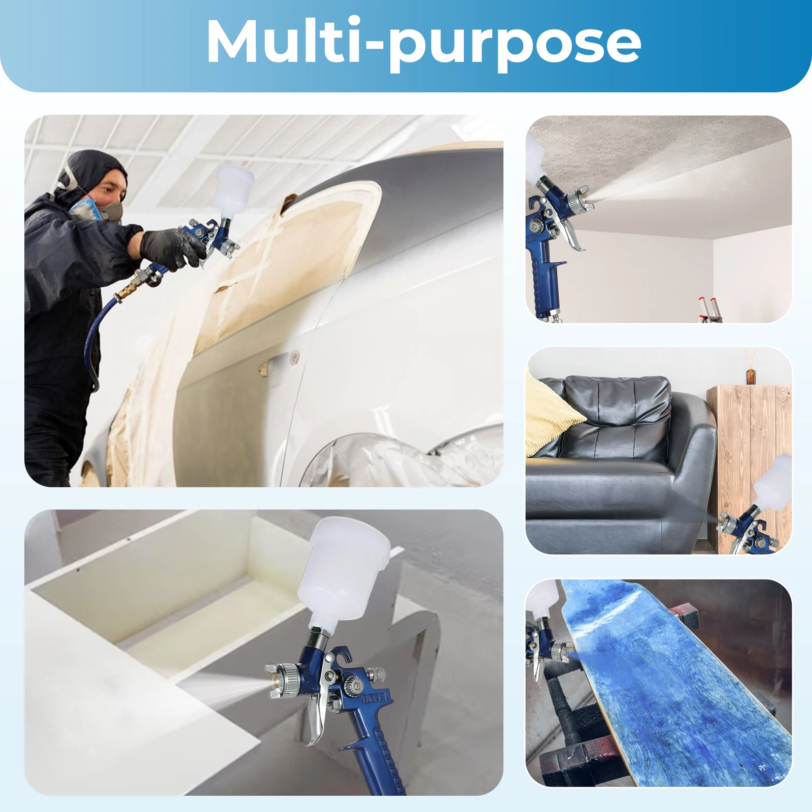 Pistola Spary de 0,8mm/1,0mm, Mini pistola pulverizadora HVLP, aerógrafo de pintura, alimentación por gravedad para pared, pintura de coche, decoración de pasteles de uñas, pintura