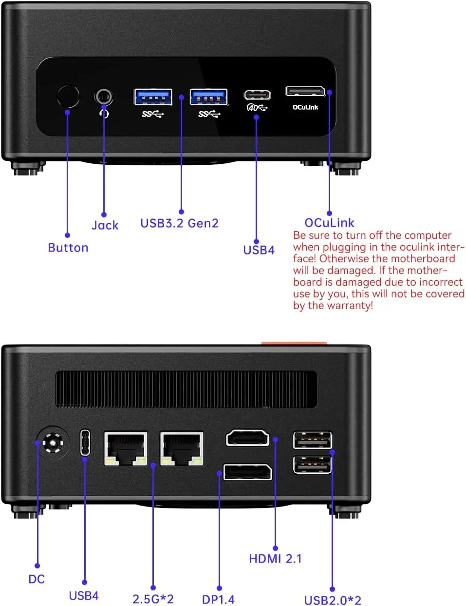 AOOSATR GEM12 Max Gaming Mini PC AMD Ryzen 7 8745HS High Performance USB4 OCuLink DDR5 5600MHz Wi-Fi 6 4K@120Hz Desktop Mini PC
