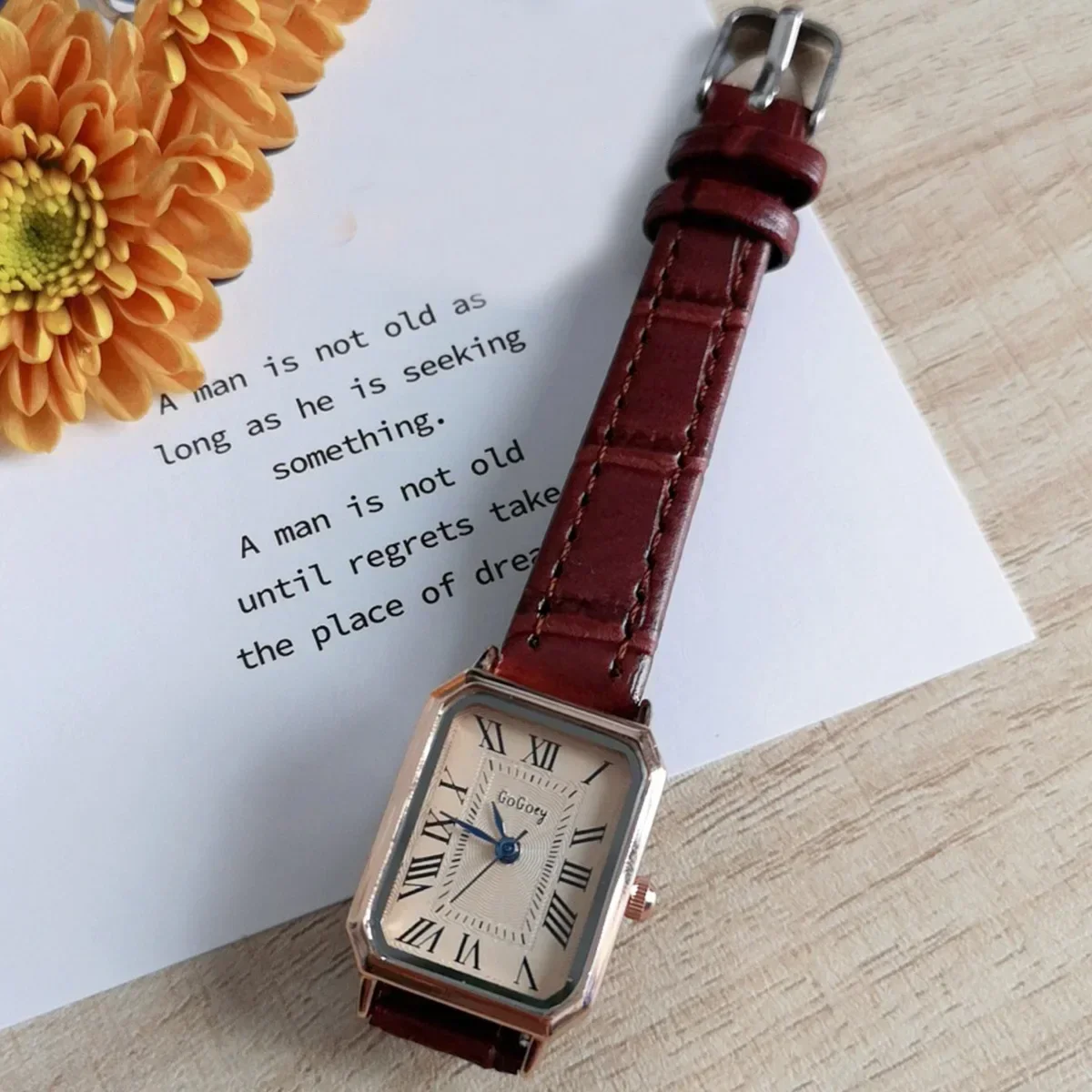 Relojes De cuarzo con esfera romana Retro informales, Reloj De pulsera con correa De cuero rectangular para Mujer, Reloj De moda para Mujer