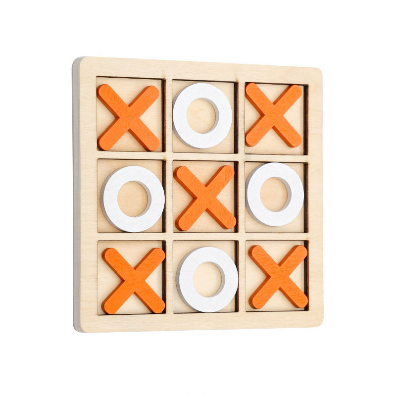 Puzzle d'échecs Montessori XO, formes géométriques 3D, jeux de société pour enfants, jouets éducatifs en bois