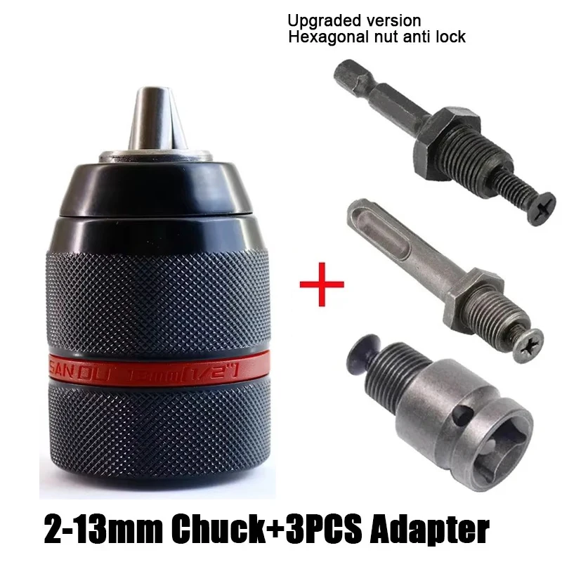 1/2-20UNF 13mm keyless drill chuck Hex Shank/SDS/Socket Square Female Adaptor Hardware Tool Professional