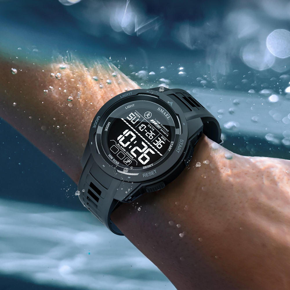 Relojes digitales SMAEL, relojes de pulsera deportivos LED para hombre, reloj deportivo resistente al agua hasta 50m, cronómetro de luz Digital, reloj militar 8105 para hombre