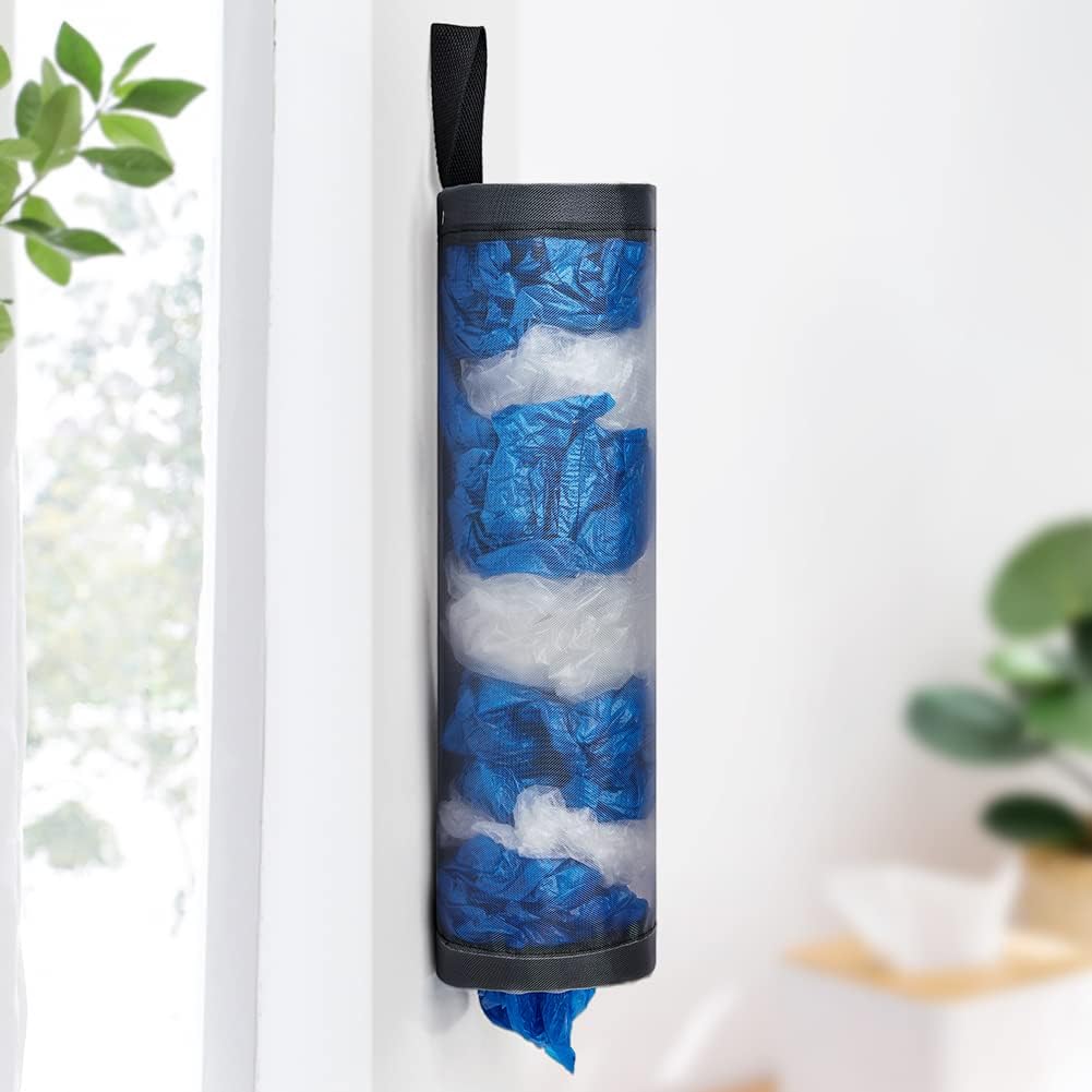 Bag Holder for Plastic Bags Grocery Dispenser Foldable Breathable Washable Hanging Mesh Garbage Bag Organizer for Plastic Bag St