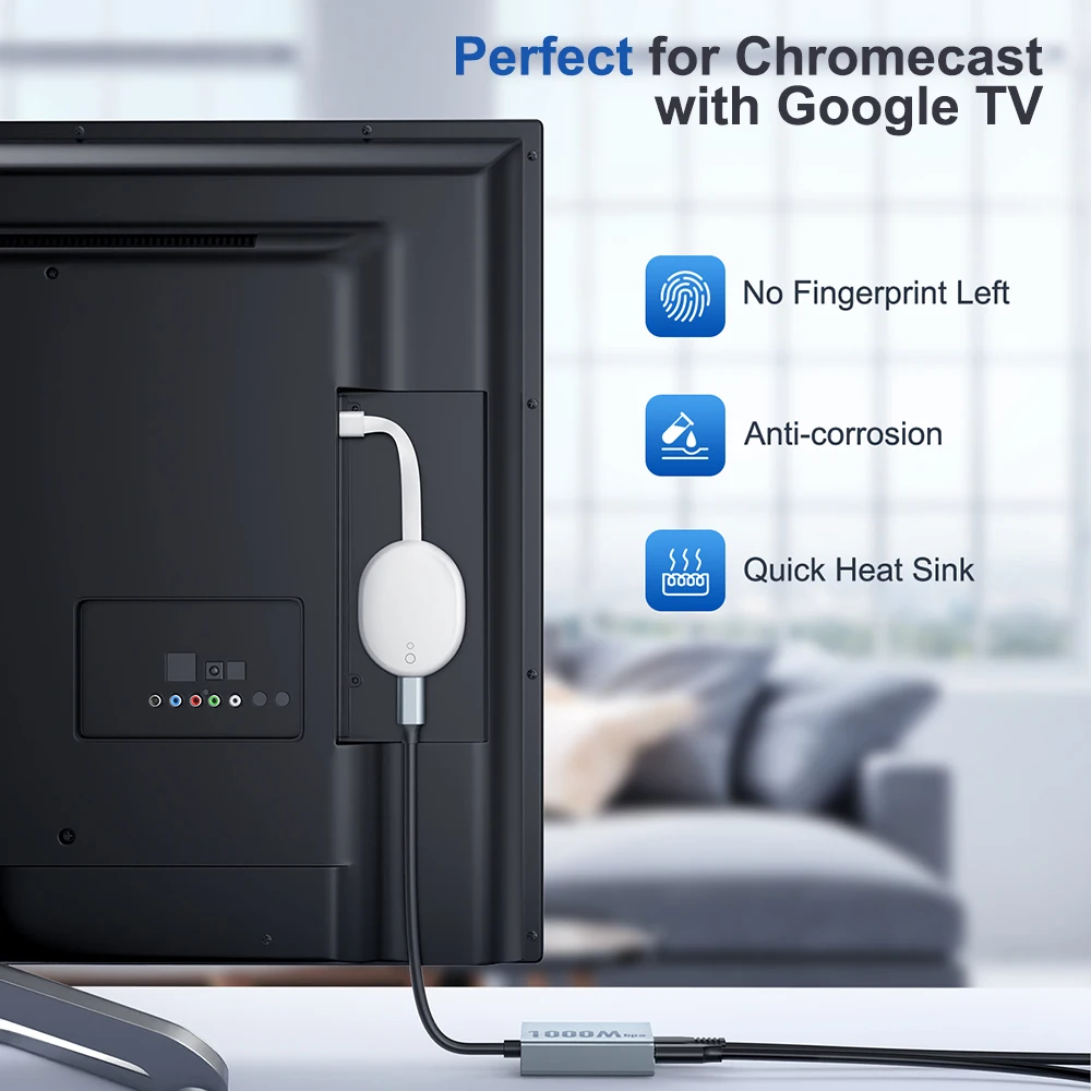 Адаптер Zexmte 1000 Мбит/с для Chromecast 4K Google TV USB C Type-C до 1000 Мбит/с, сетевая карта для ПК, ТВ, ipad, Android устройства