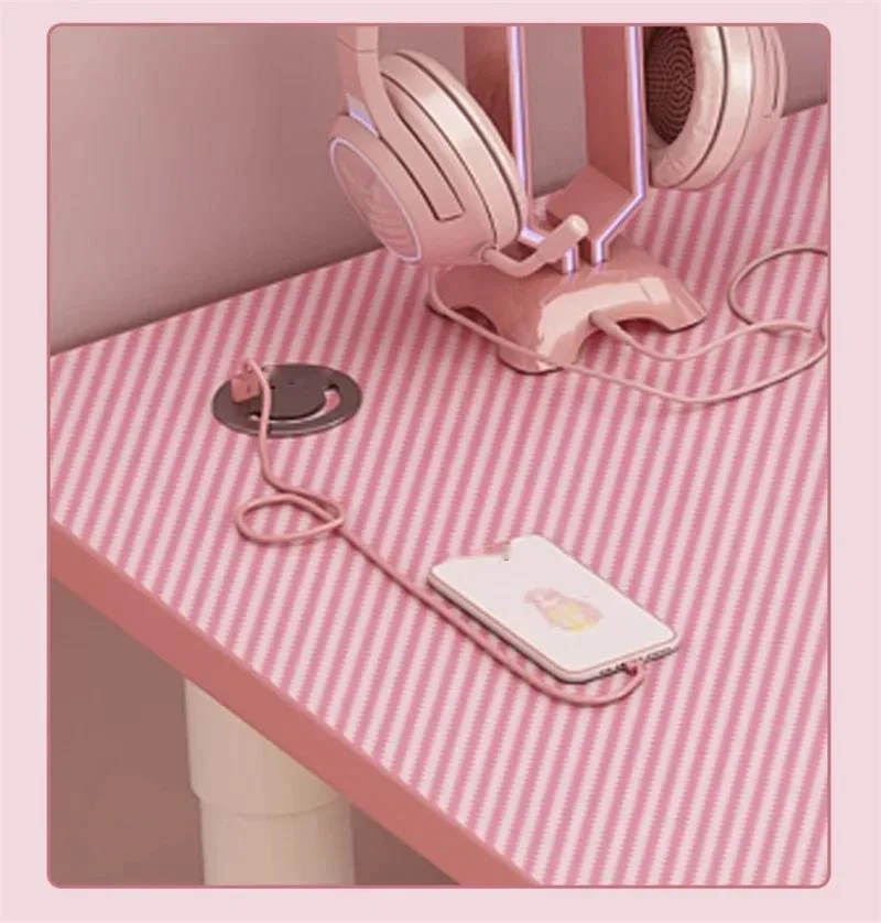 Mesa integrada do computador Desktop para meninas, mesa De Estudo De Fibra De Carbono, Pink Móveis De Escritório, Desktop Bookshelf