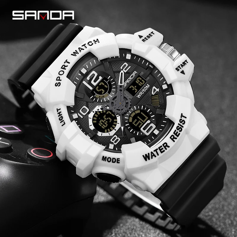 Marca SANDA, reloj militar estilo G, relojes deportivos digitales de choque para hombre, reloj de pulsera electrónico resistente al agua para hombre, relojes 2023