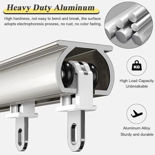 resistente con tecnología Silent Glide para separadores de habitaciones y tratamientos de ventanas, montado en la pared