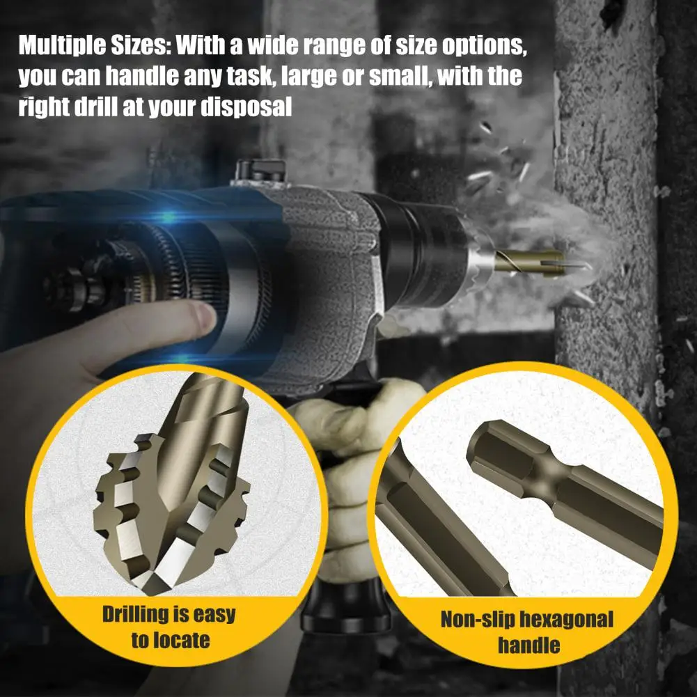 Four-Edged Serrated Eccentric Drill Bit Set High Hardness Hexagonal Simple Installation Multifunction Skewed Head Drill Bit Set