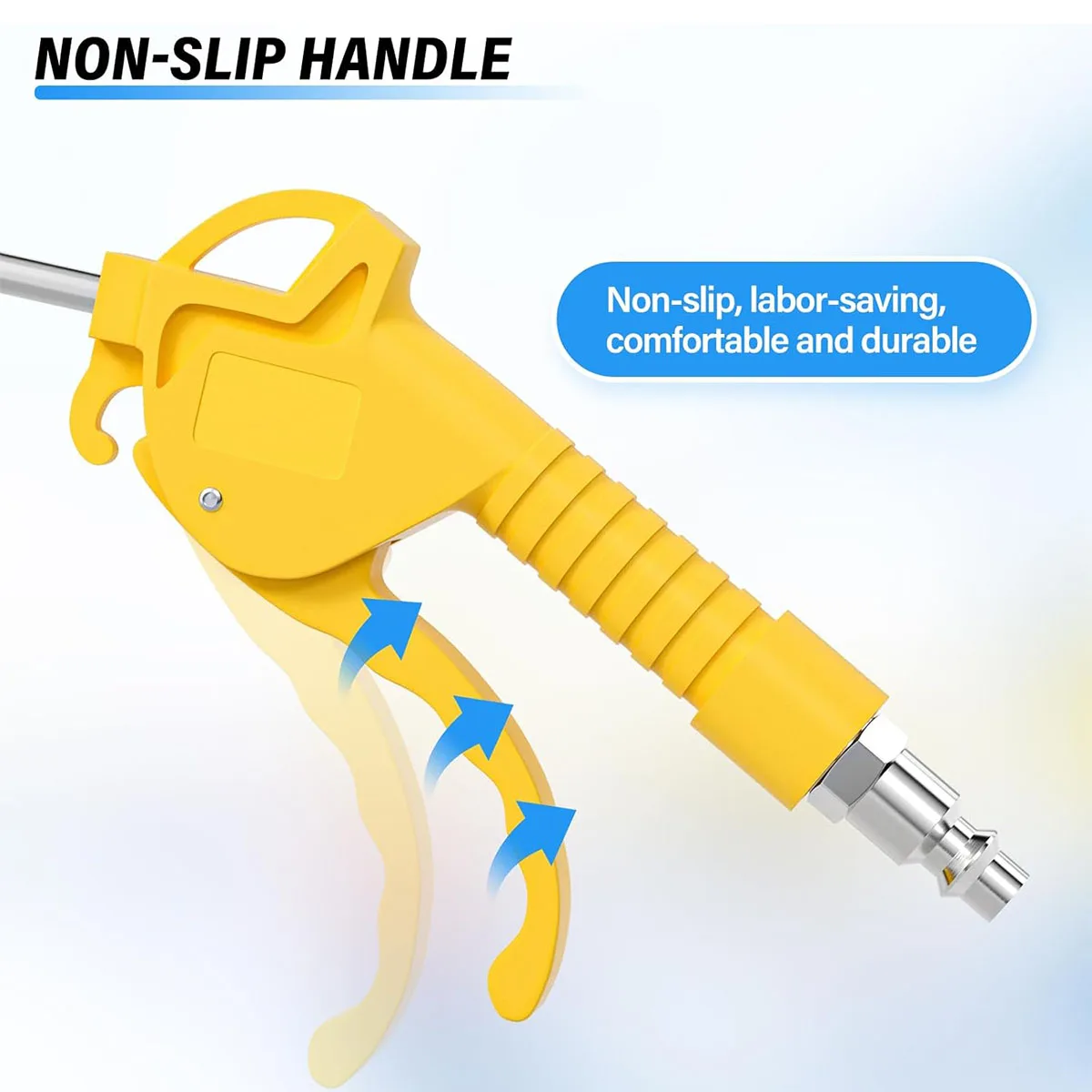 Pistola de soplado de aire, pistola de soplado de aire de alto flujo para compresor con boquilla doblada en ángulo, tres colores a elegir, estilo largo