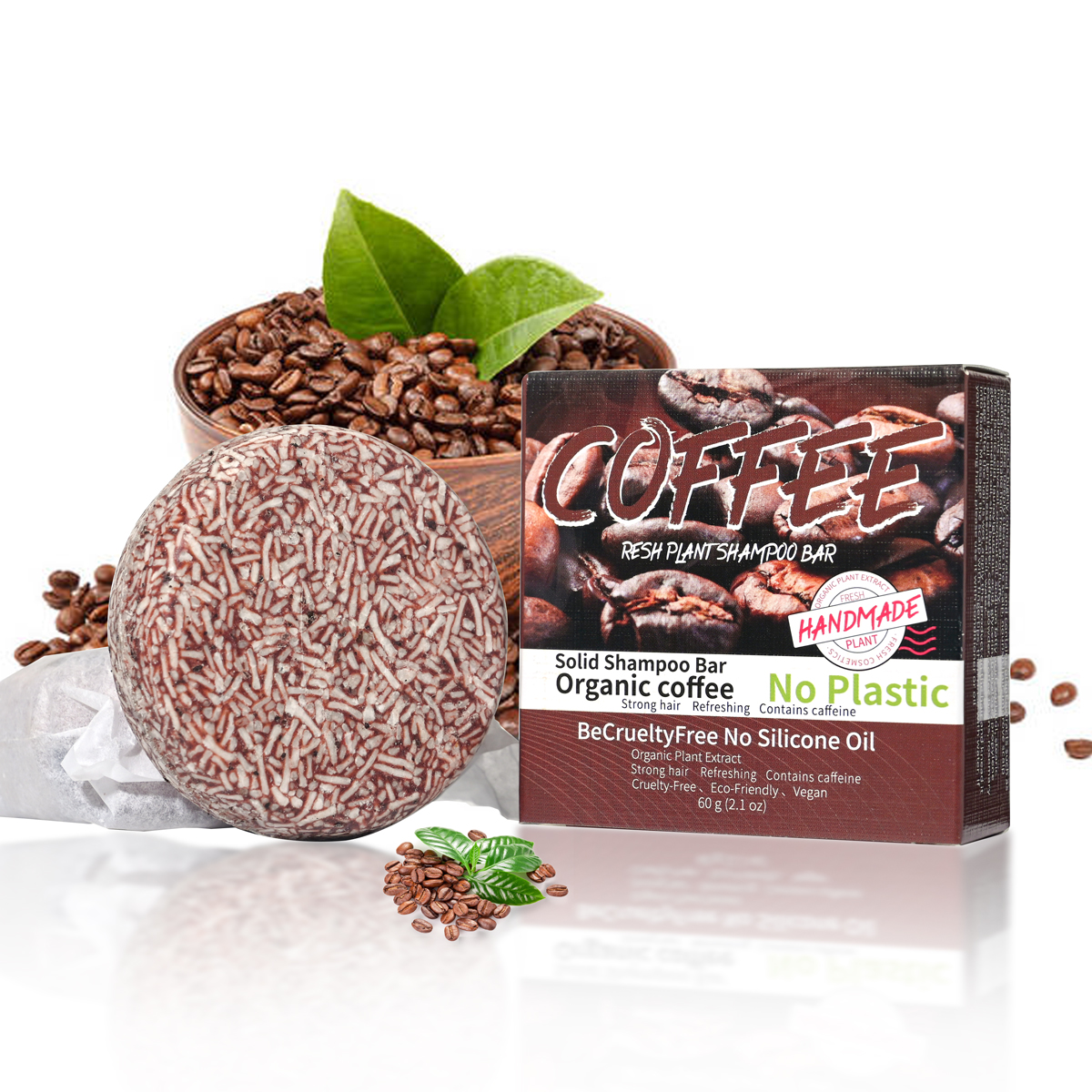 Shampoo mit Kaffeegeschmack, nährende ätherische Ölseife für das Haar, handgemachte Seife, Ölkontrolle für Männer und Schuppen entfernendes festes Shampoo