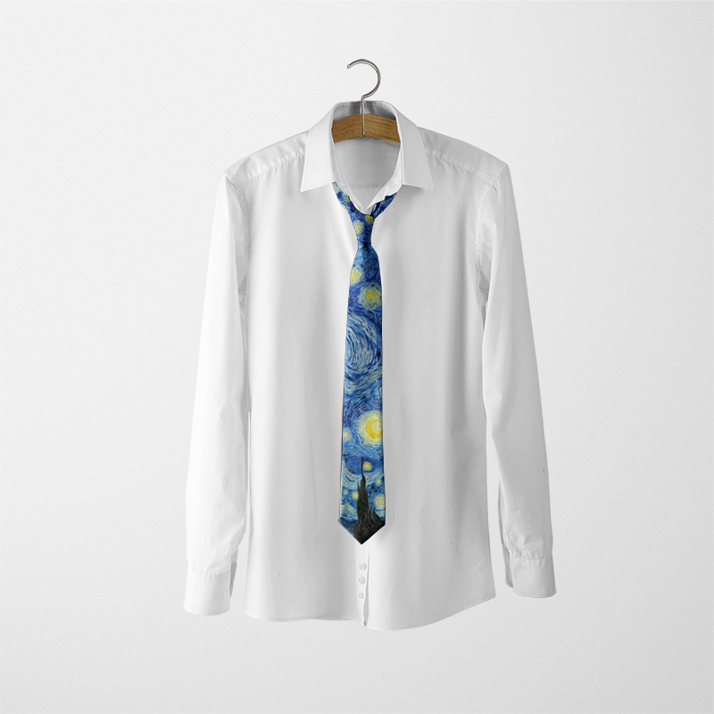 Nouvelle mode peinture à l'huile Design cravates pour hommes Van Gogh tournesol nuit étoilée rétro 8 cm de large Polyester cravate femmes accessoires
