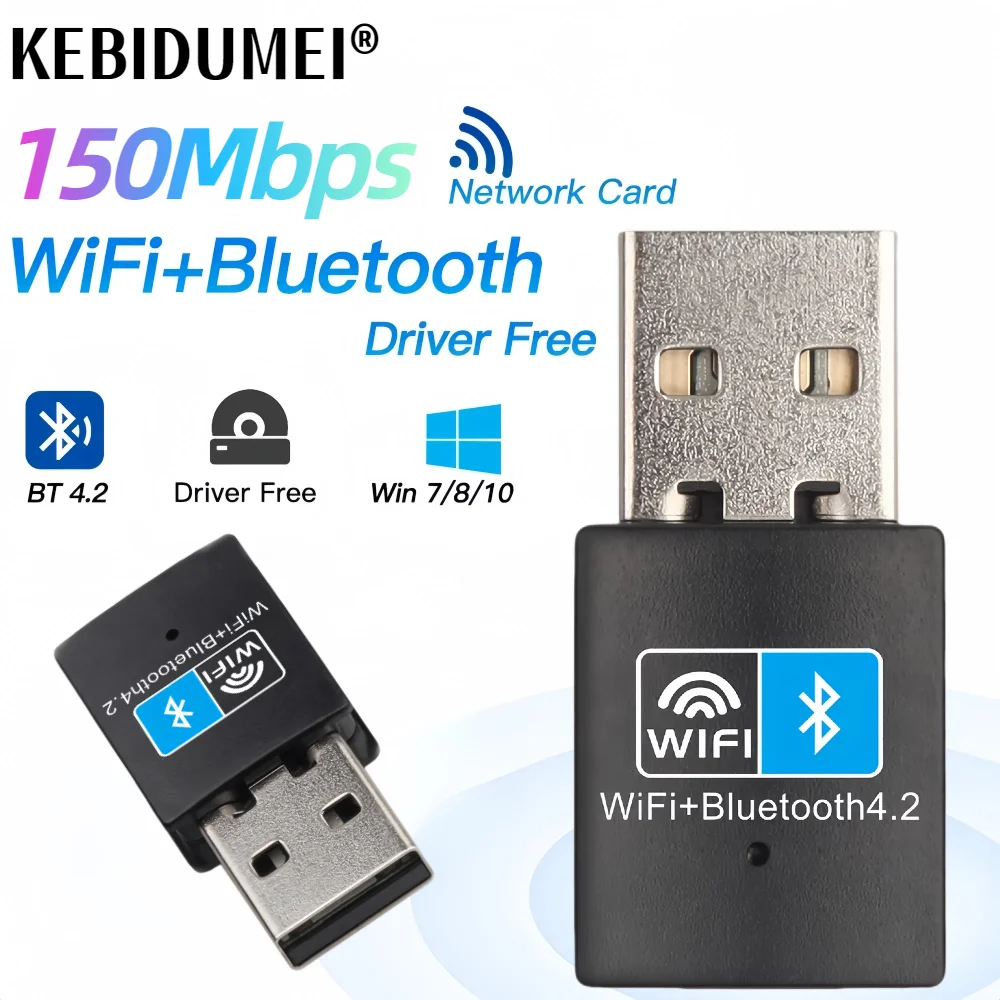 150 Мбит/с USB Wi-Fi Bluetooth-адаптер 2в1 Dongle 2,4G Wi-Fi Сетевая карта Беспроводной Wi-Fi Приемник Драйвер Бесплатно Для ПК Ноутбука WIN 8/10