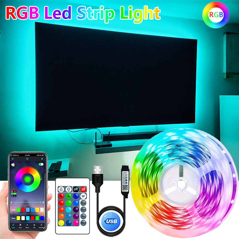 Светодиодные ленты RGB 1-30M 5V USB Bluetooth Светодиодный светильник SMD 5050 Гибкая лампа APP Control Изменение цвета ТВ Светодиодная подсветка Room Deco