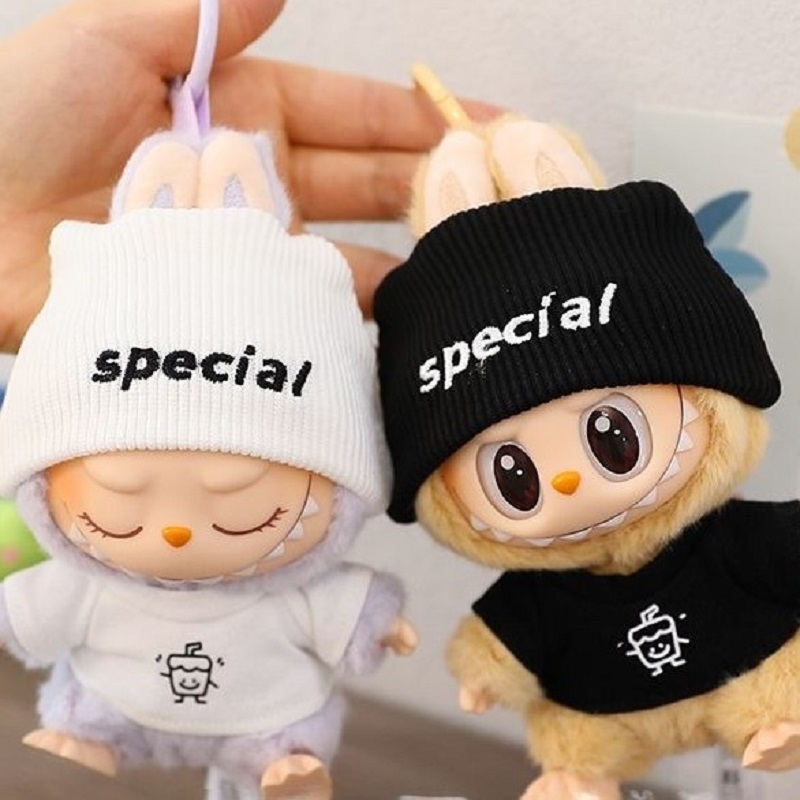 Para mini Labubu Labubu de 15cm y 17cm, conjunto de estilo fresco en blanco y negro con elegante bolso cruzado, accesorios de traje Labubu