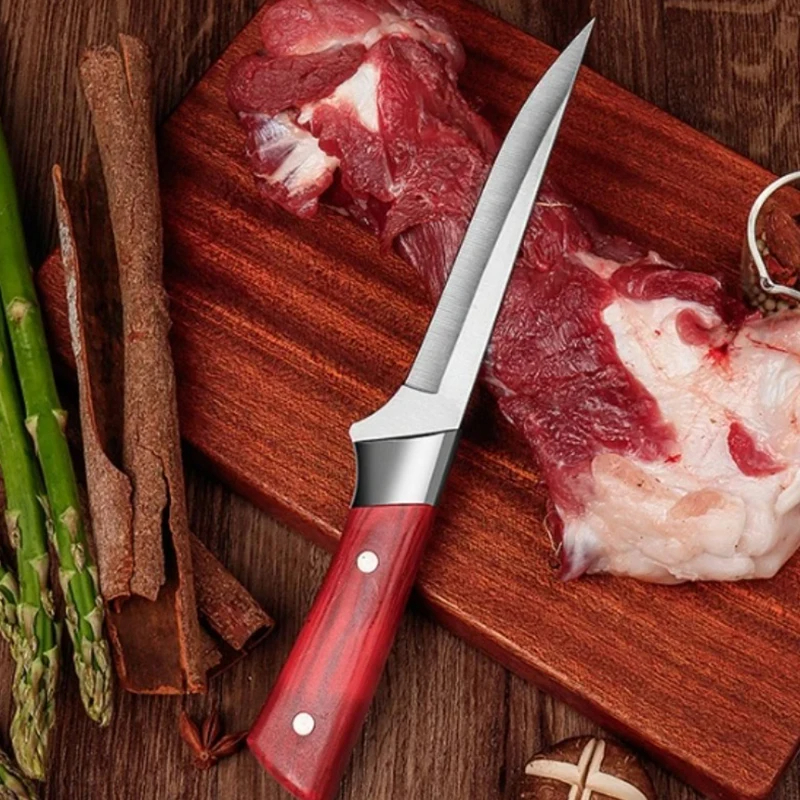 Faca de cozinha em aço inoxidável, cutelo de carne, faca de frutas, ABS Handle, carne de porco Sheep Fish Cutting Knives with Cover