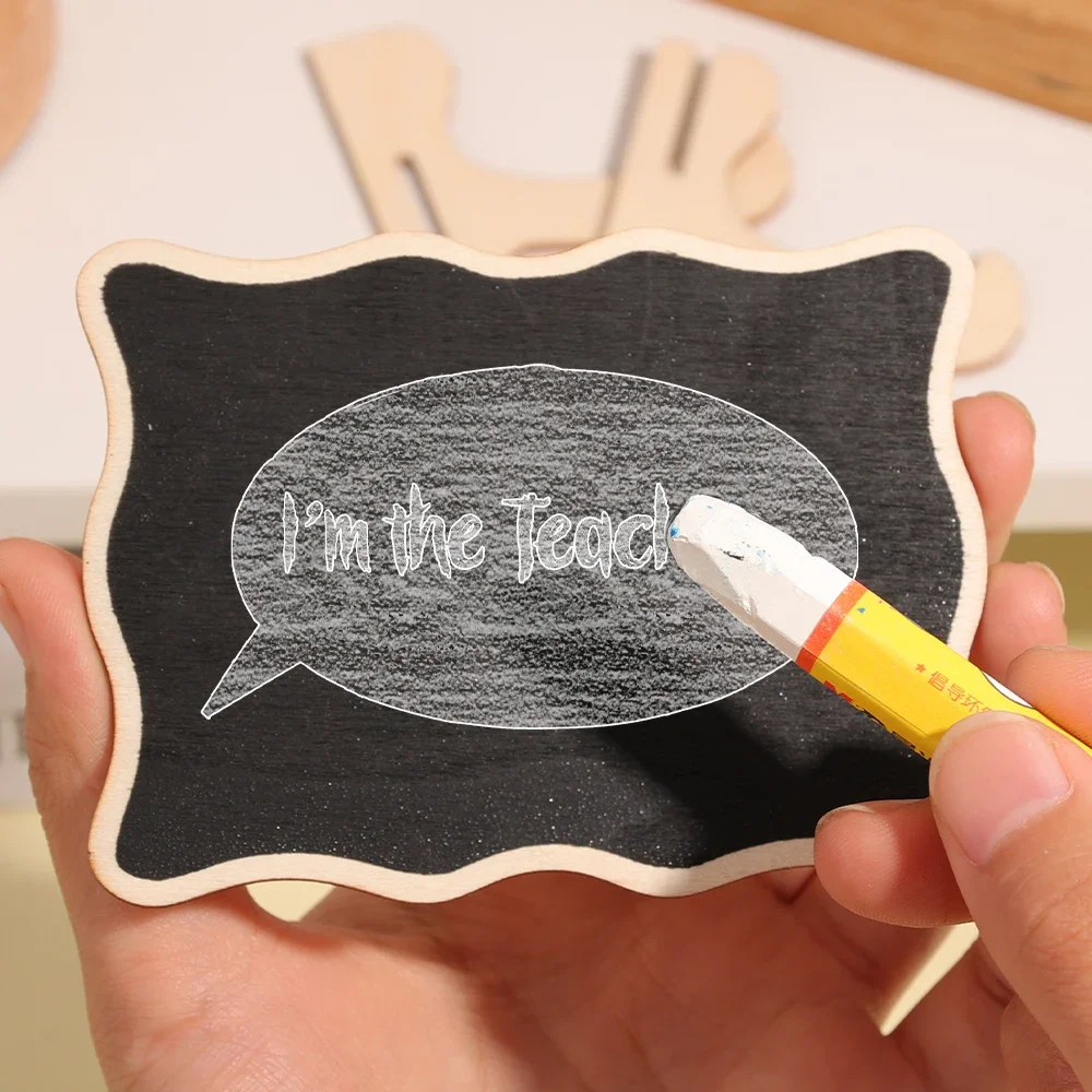 1-10PCS แบบพกพากระดานดําไม้ MINI บอร์ดข้อความป้าย Chalkboard DIY ตกแต่งสําหรับงานแต่งงานวันเกิด PARTY