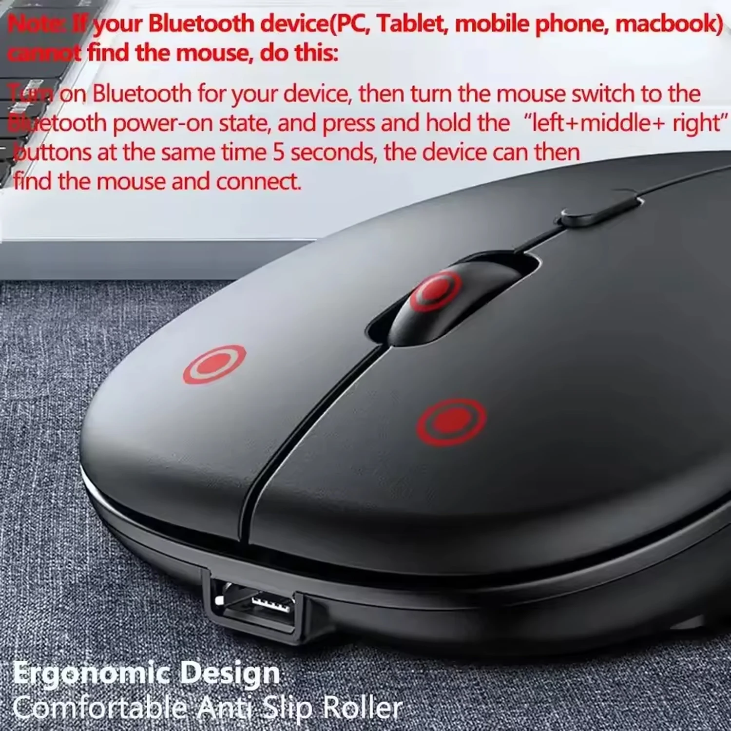 2025Nuevo ratón inalámbrico recargable compatible con Bluetooth 2,4 GHz modos duales ratones de ordenador con Nano receptor para PC portátil