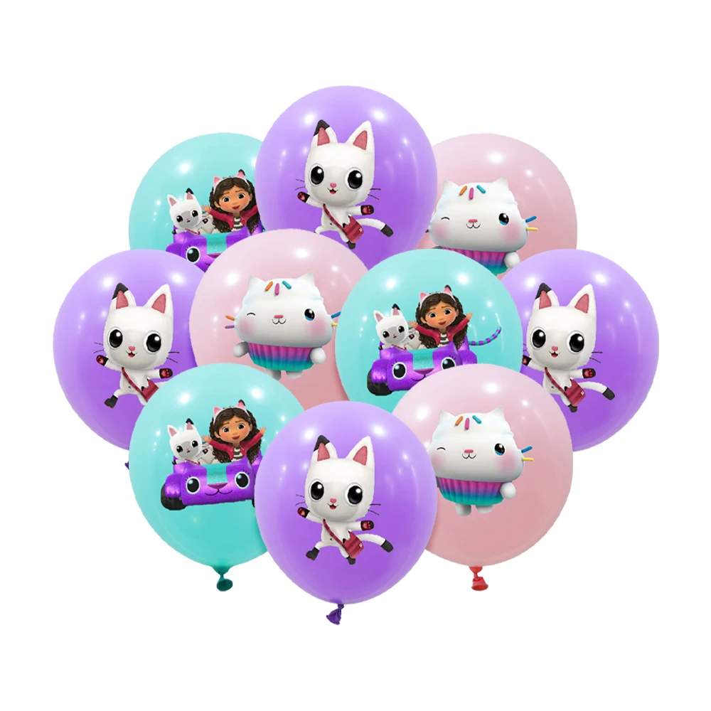 15 Uds. Juego de globos de lentejuelas de látex para casa de muñecas Gabby de 12 pulgadas, decoración de globos para fiesta de Baby Shower, suministros para fiesta de cumpleaños para niña