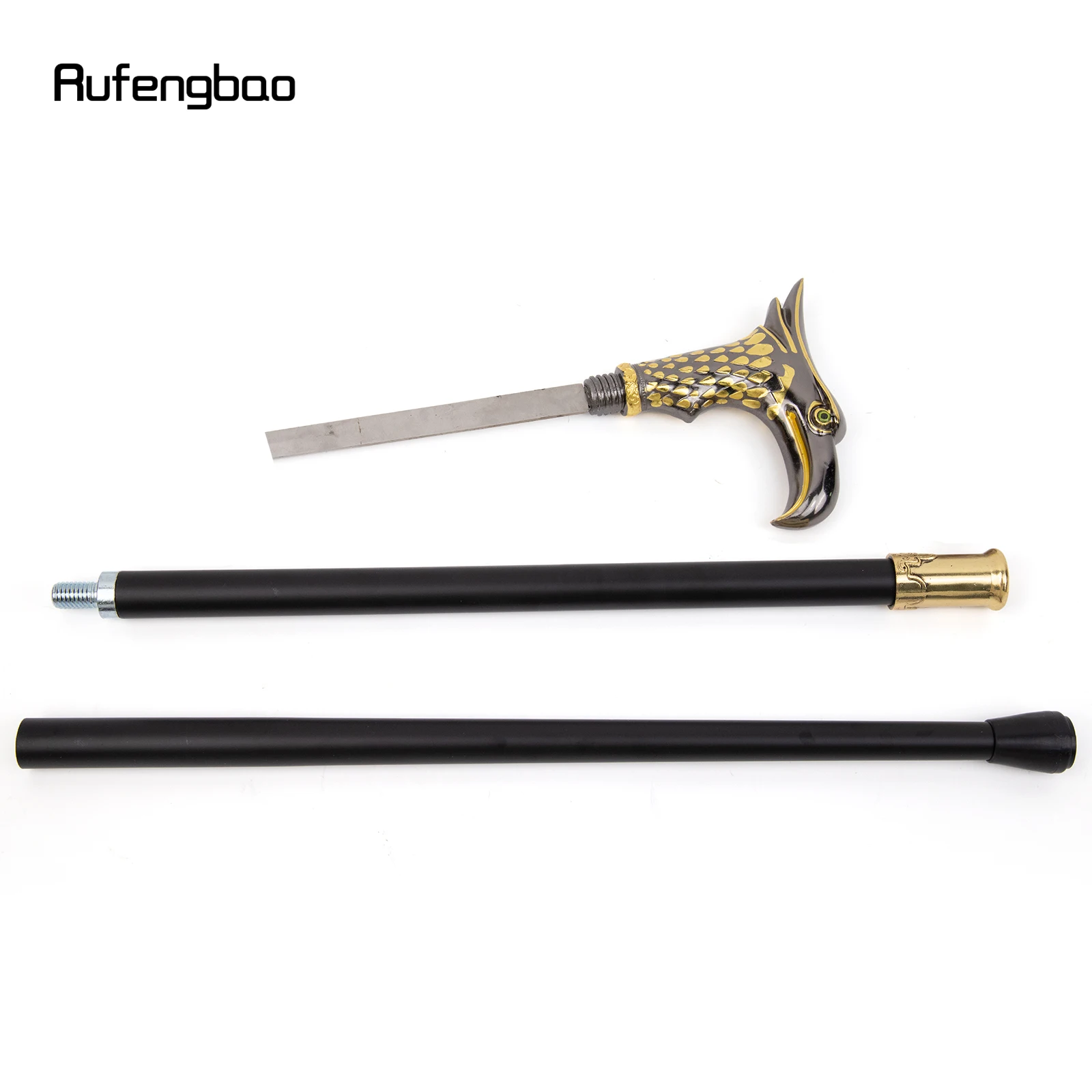 Goldener schwarzer Adler Gehstock mit versteckter Platte Selbstverteidigung Mode Rohr platte Halloween Cosplay Crosier Vampir Stick 93cm