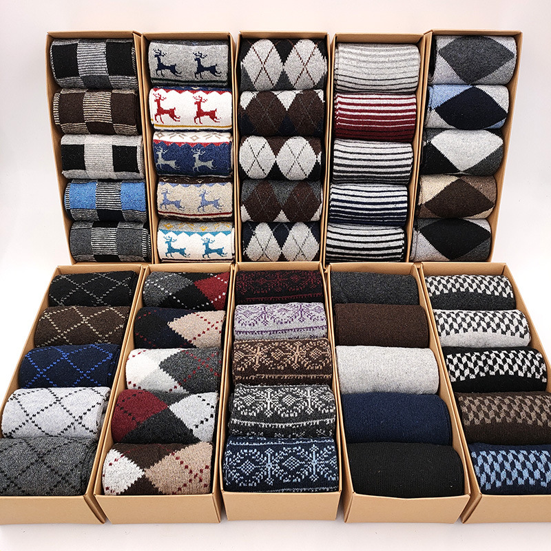 Caja de regalo, moda de alta calidad, 5 par/lote, calcetines informales de algodón para hombre y niño, calcetines de negocios para mantener el calor para hombre