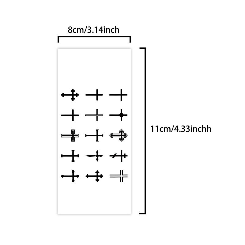 1 PC CROSS กันน้ําชั่วคราว TATTOO สติกเกอร์กันน้ํายาวนานหนึ่งถึงสองสัปดาห์เหมาะสําหรับนิ้วมือ,ปาล์ม,คอ