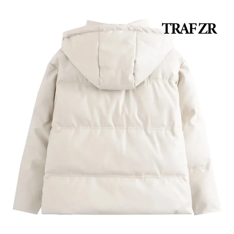 TRAF ZR 冬の女性のコールドコート冬のジャケット女性 2023 暖かいレザー PU パーカー冬コートプロモーション女性の上着
