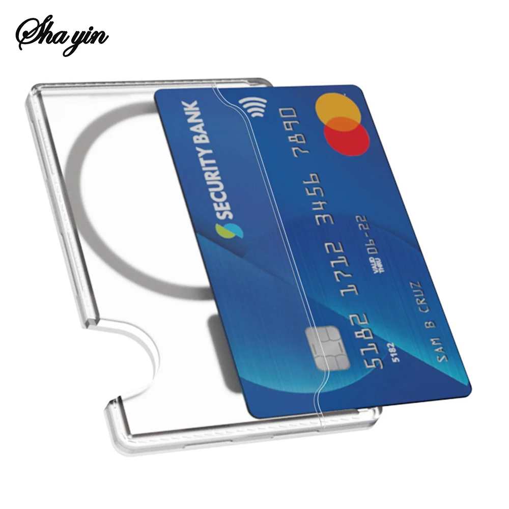 Portafoglio magnetico trasparente Custodia in plastica ad forte adsorbimento Custodia portatile con slot per schede per iPhone 16 15 Pro Max 14 13 12 per uomo