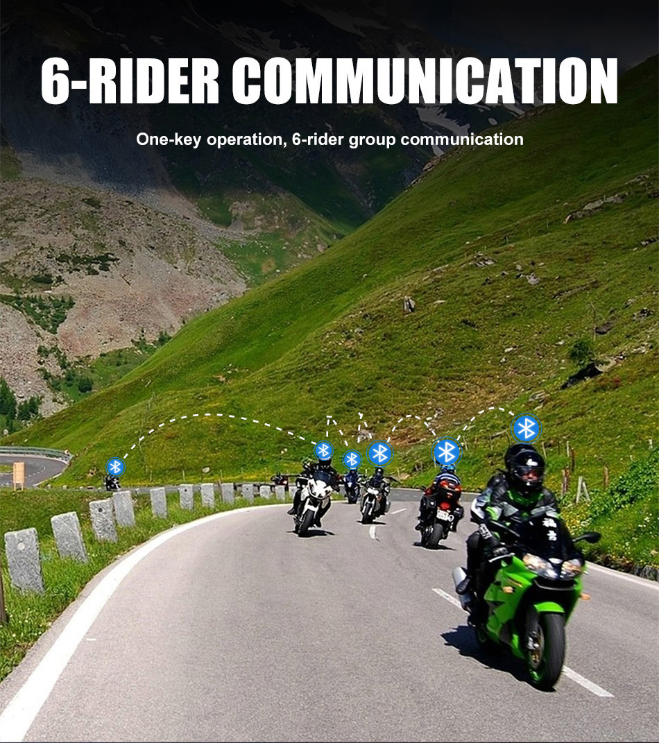 Mornystar S8 Intercom Bluetooth For Motorcycle Helmet Headset FM Music Sharing Helmet Communicator Up to 6 Rider