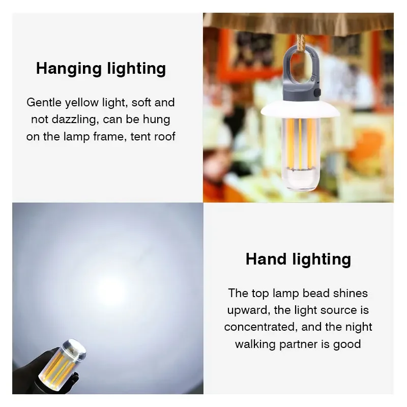 Luz LED portátil recargable, linterna superbrillante, luz de Camping, luz de trabajo, 5 modos de iluminación, luz impermeable para exteriores