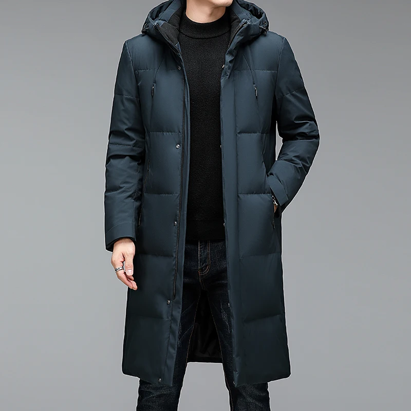 2024 winter lange stijl mannen 90% Witte Eendendons jas warme Donsjacks hoed afneembare mode Mannen dikker Jas maat M-5XL