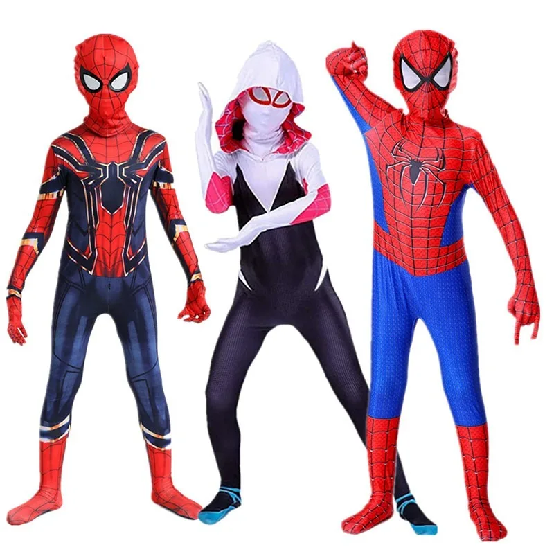 MINISO スパイダーマンボーイズコスチュームスーパーヒーロージャンプスーツマイルモラレスグウェンコスプレ全身タイツスーツハロウィンカーニバル衣装男の子のための