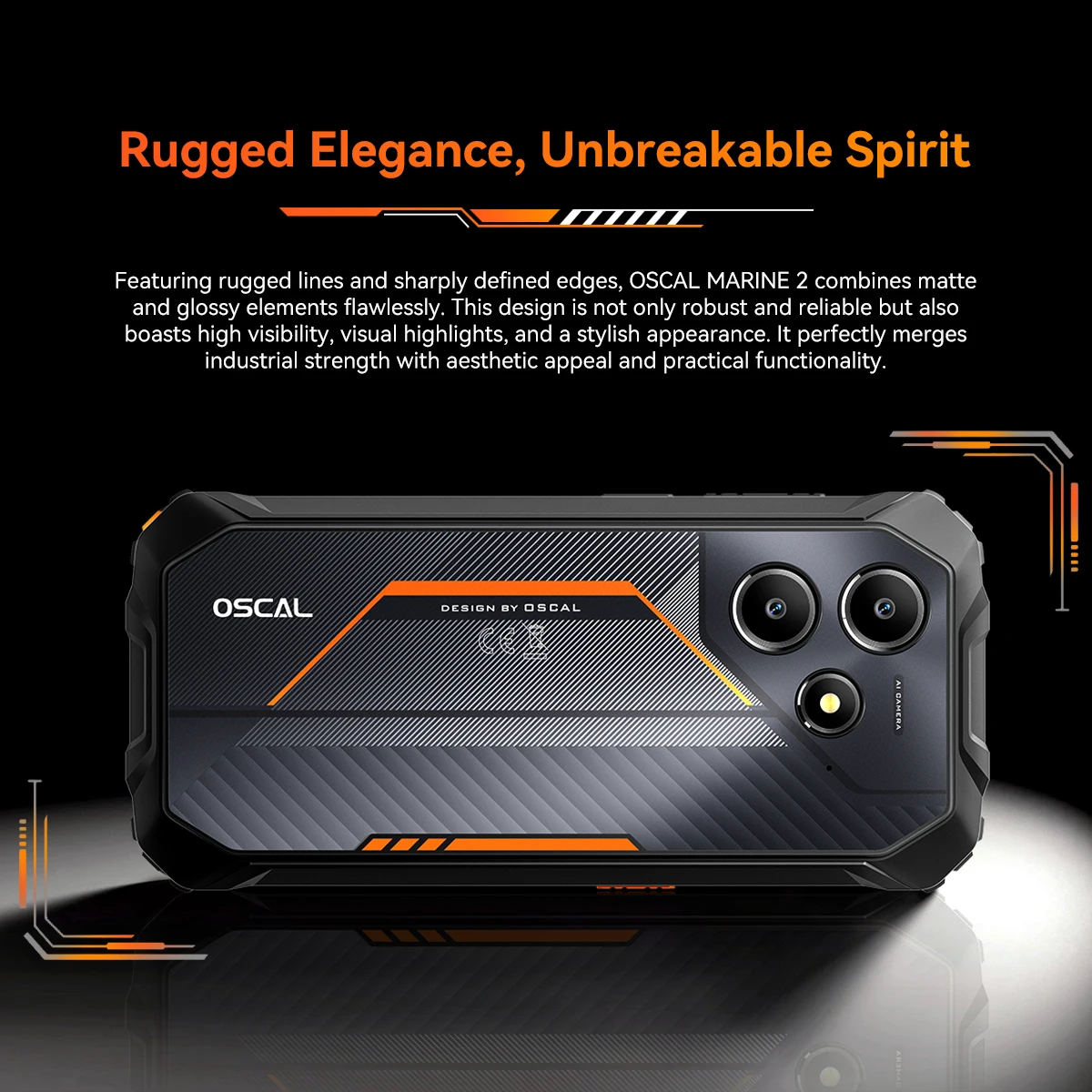 Teléfono robusto Blackview OSCAL Marine 2, 8 GB de RAM, 256 GB de almacenamiento, IA, batería de 11000 mAh, pantalla HD de 6,56 pulgadas, Unisoc T61, Android 15, NFC.