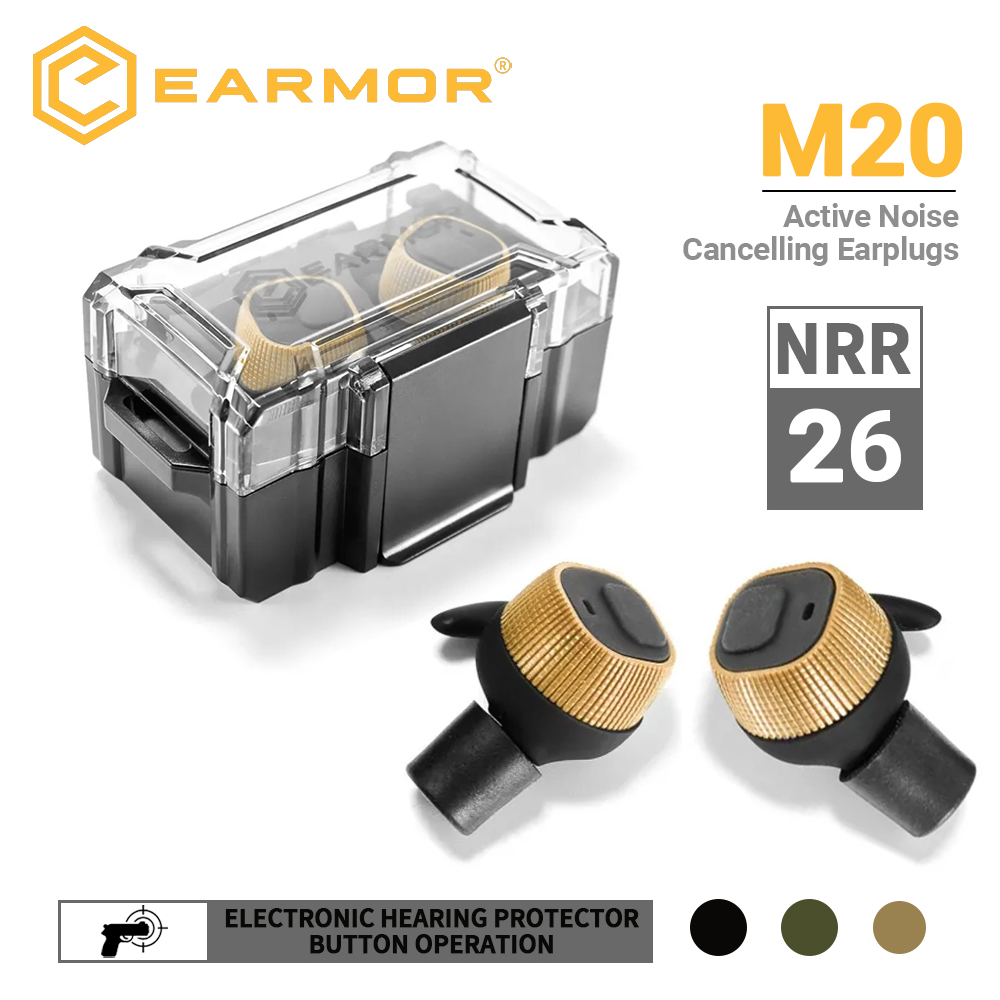 EARMOR M20 tapones para los oídos electrónicos auriculares antiruido tapones para los oídos cancelación de ruido orejeras para disparar protección auditiva NRR26db