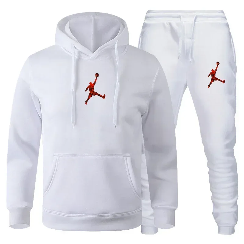 2024 ฤดูใบไม้ร่วงและฤดูหนาวผู้ชายและผู้หญิงสามารถ pullover hoodie + กางเกงวิ่ง 2 ชิ้นชุด hip hop ชุดกีฬาแนวโน้มแฟชั่น