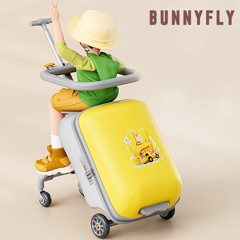 Kinder Reise Trolley Koffer Kinder Gepäck Ziehen Warenkorb Reise Sitz Träger Tasche Reiten Koffer für Baby Handgepäck