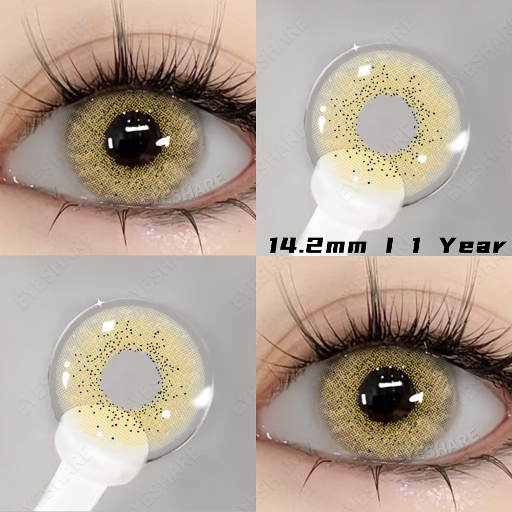 EYESHARE 2 個ナチュラルカラーコンタクトレンズ目グレーレンズ Colorcont 韓国レンズ年間美容ブラウンアイコンタクトレンズ