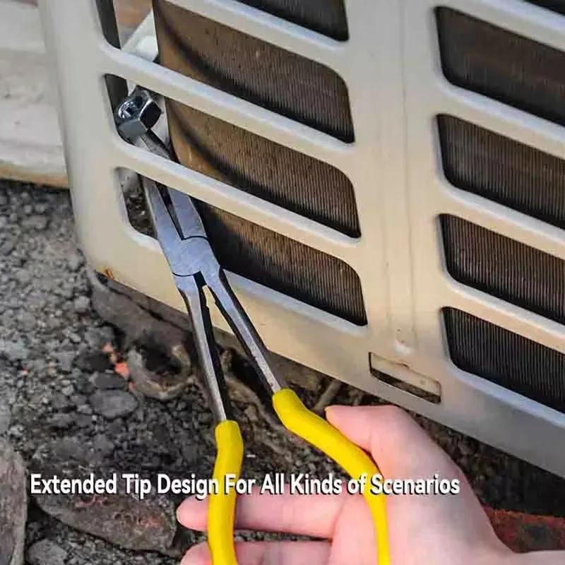 Alicates de punta Extra larga de 11 pulgadas, equipo mecánico de punta recta doblada, herramienta de extracción manual, Clips de llave, Kit de cuidado automático, accesorios para coche